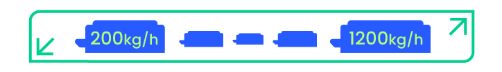 200kg/h - 1200kg/h